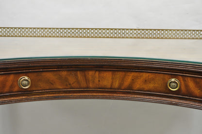 Maitland Smith Mahogany Regency Style 3 Drawer Writing Desk w/ Brass Gallery