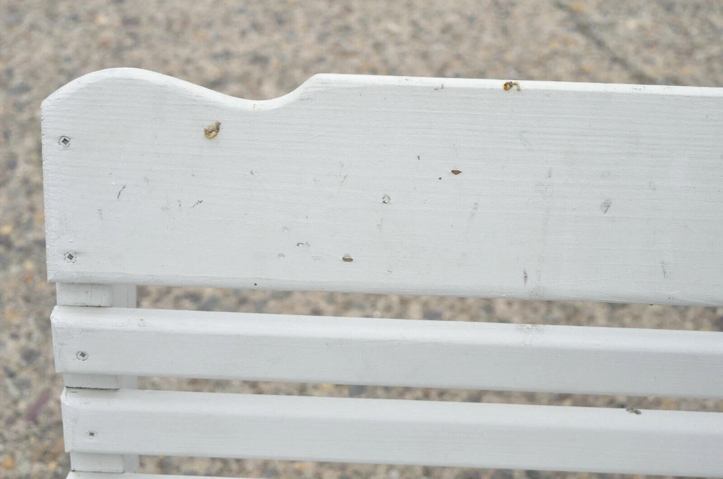 Vintage White Painted Wooden Slat Hanging Garden Patio Bench Love Seat Swing