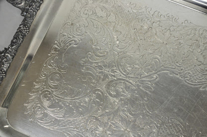 Vintage English Victorian Silver Plated Copper Narrow Serving Platter Bar Tray