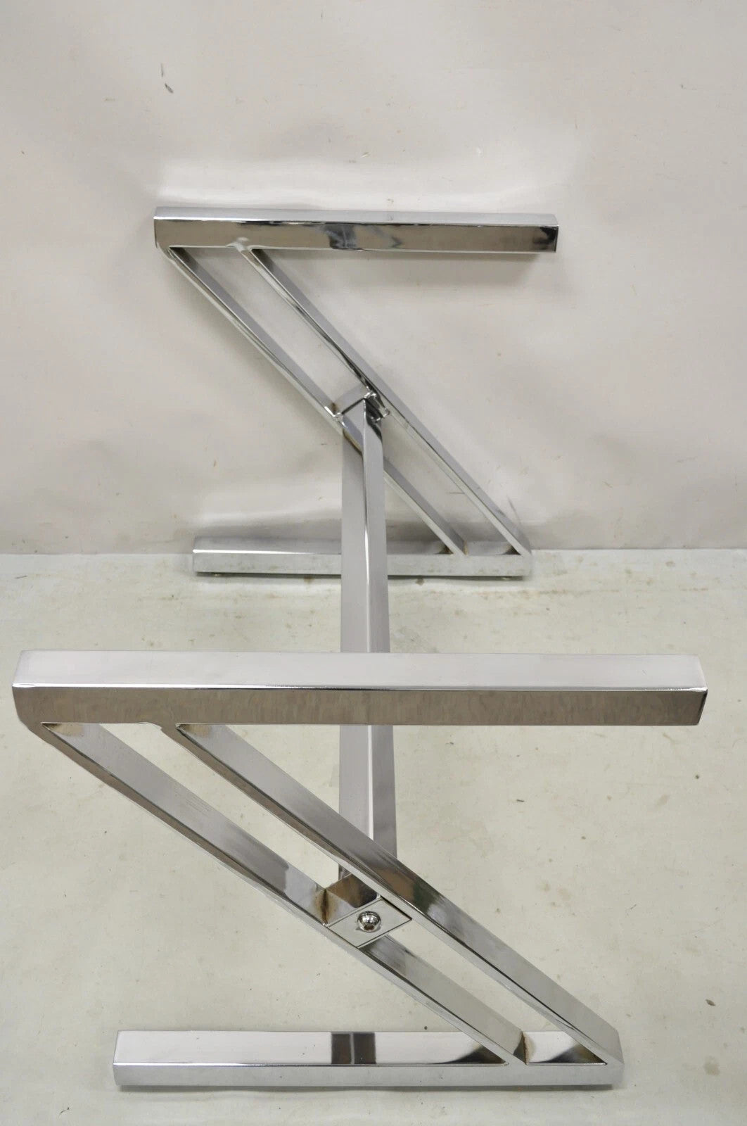 Vintage Mid Century Modern Chrome Frame Z Shaped Metal Desk Dining Table Base