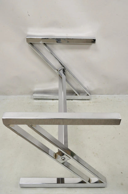 Vintage Mid Century Modern Chrome Frame Z Shaped Metal Desk Dining Table Base