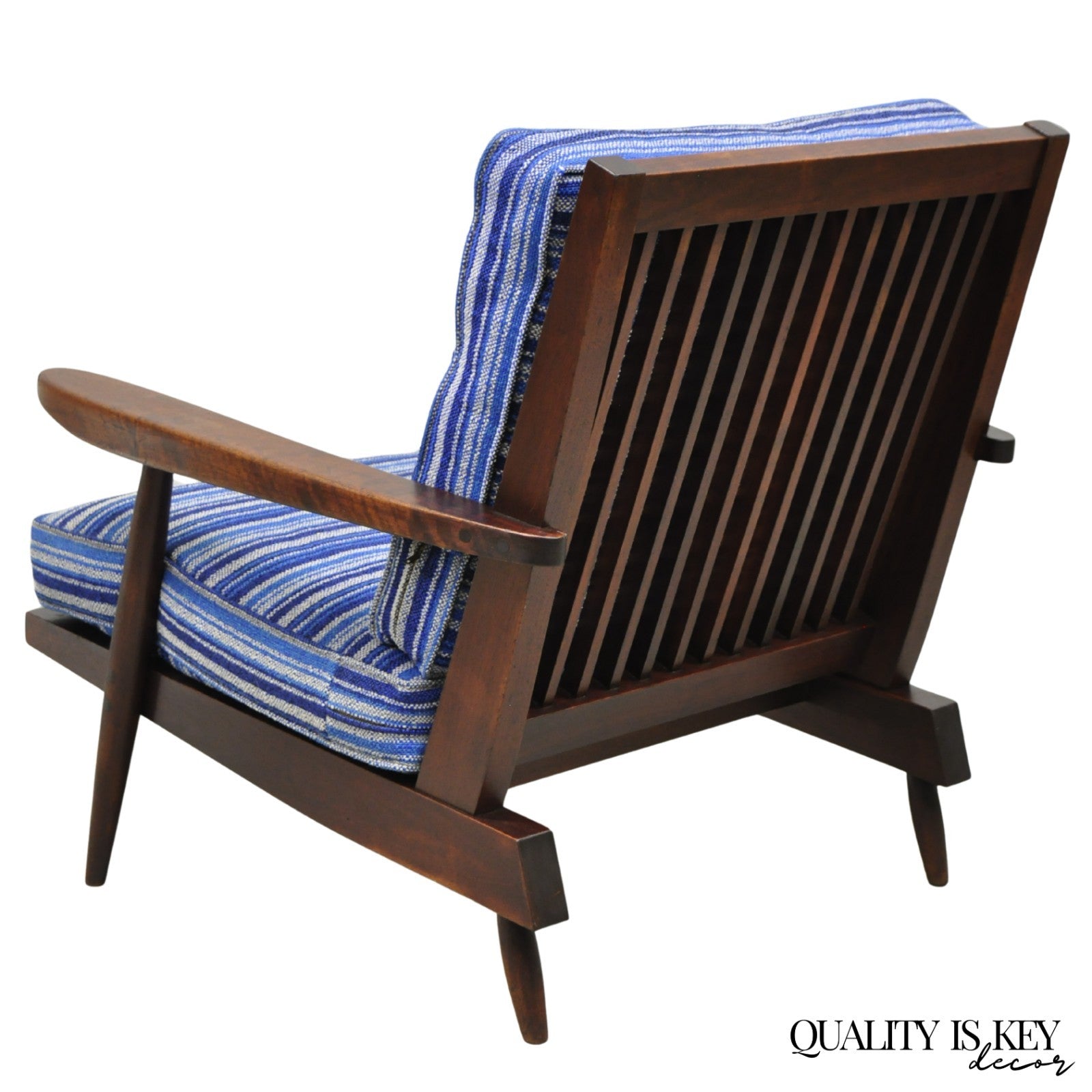 Vintage George Nakashima Spindle Back Black Walnut "Cushion" Lounge Arm Chair