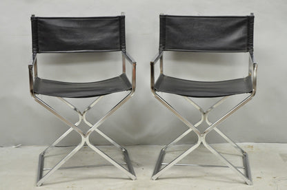 Vintage Daystrom Mid Century Modern Chrome & Naugahyde Directors Chairs - Pair