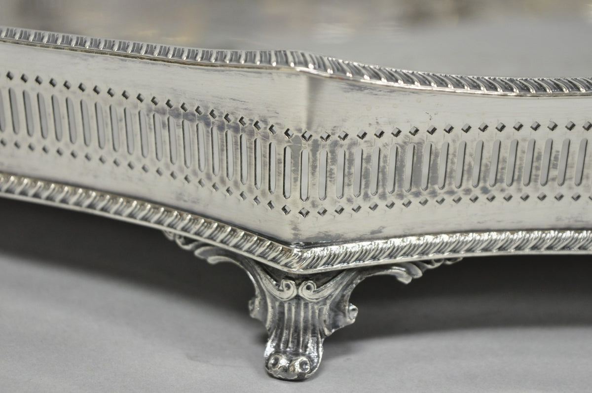 Vintage William Adams Sheffield England Edwardian Silver Plated Scalloped Tray