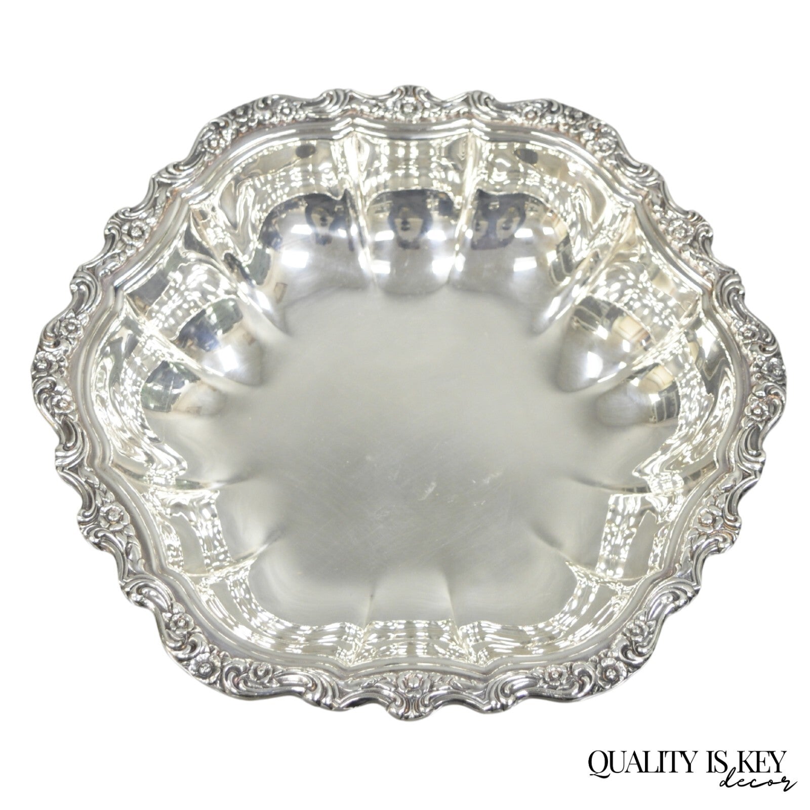 Vintage International Silver Co "Countess" Silver Plated Scalloped Dish Bowl