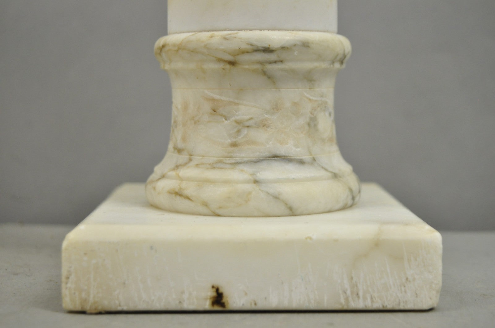 Vintage Italian Neoclassical Style Carved White Marble Urn Table Lamps - a Pair