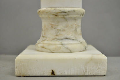 Vintage Italian Neoclassical Style Carved White Marble Urn Table Lamps - a Pair