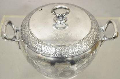 Antique Art Nouveau Silver Plated Lidded Soup Tureen Engraved "Louise"