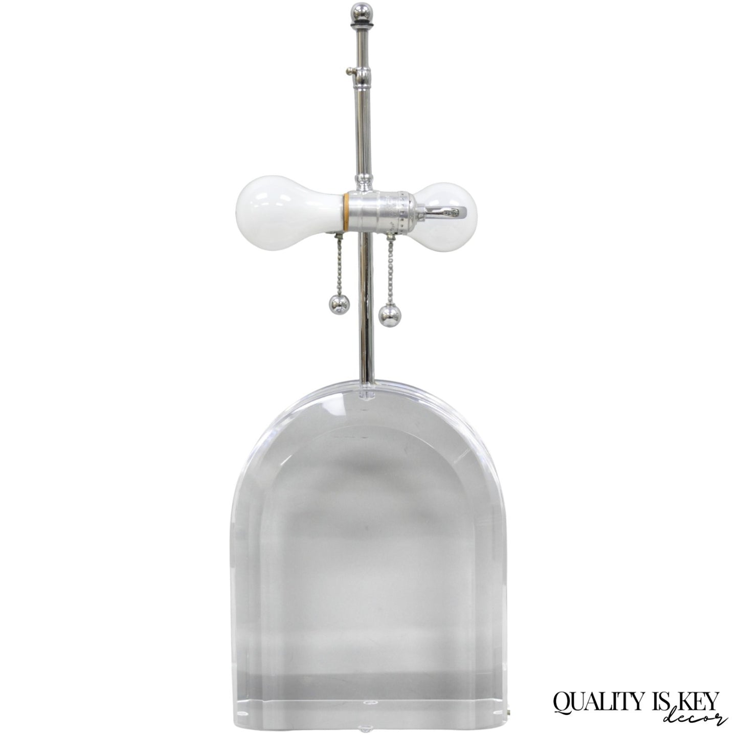 Vintage Les Prismatiques Heavy Lucite Acrylic Waterfall Arch Chrome Table Lamp