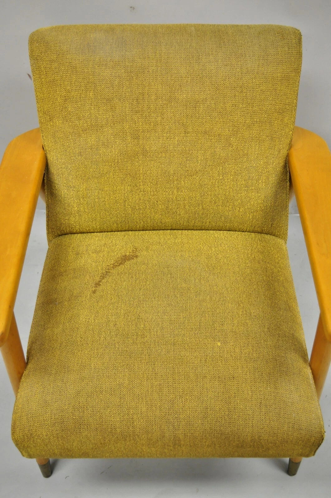 Vintage Mid Century Modern Blonde Wood Paul McCobb Style Paddle Arm Lounge Chair