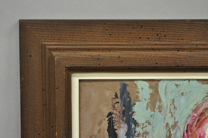 Vintage "Woman in Dress" Oil on Board Abstract Framed Painting, Signed