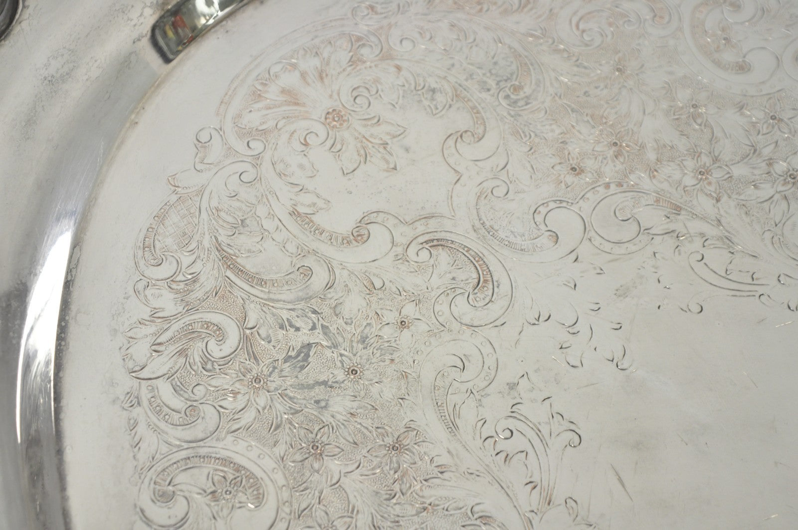 Vintage Poole 400 Lancaster Rose Silver Plated Bar Serving Platter Tray on Feet