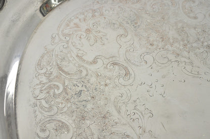 Vintage Poole 400 Lancaster Rose Silver Plated Bar Serving Platter Tray on Feet