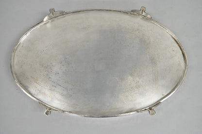 Vintage English Edwardian Style Oval Silver Plated Raised Gallery 21" Bar Tray