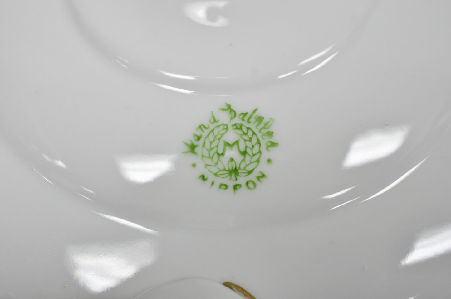 Nippon Hand Painted Porcelain Blue Centerpiece Compote Bowl w/ Cottage & Geese
