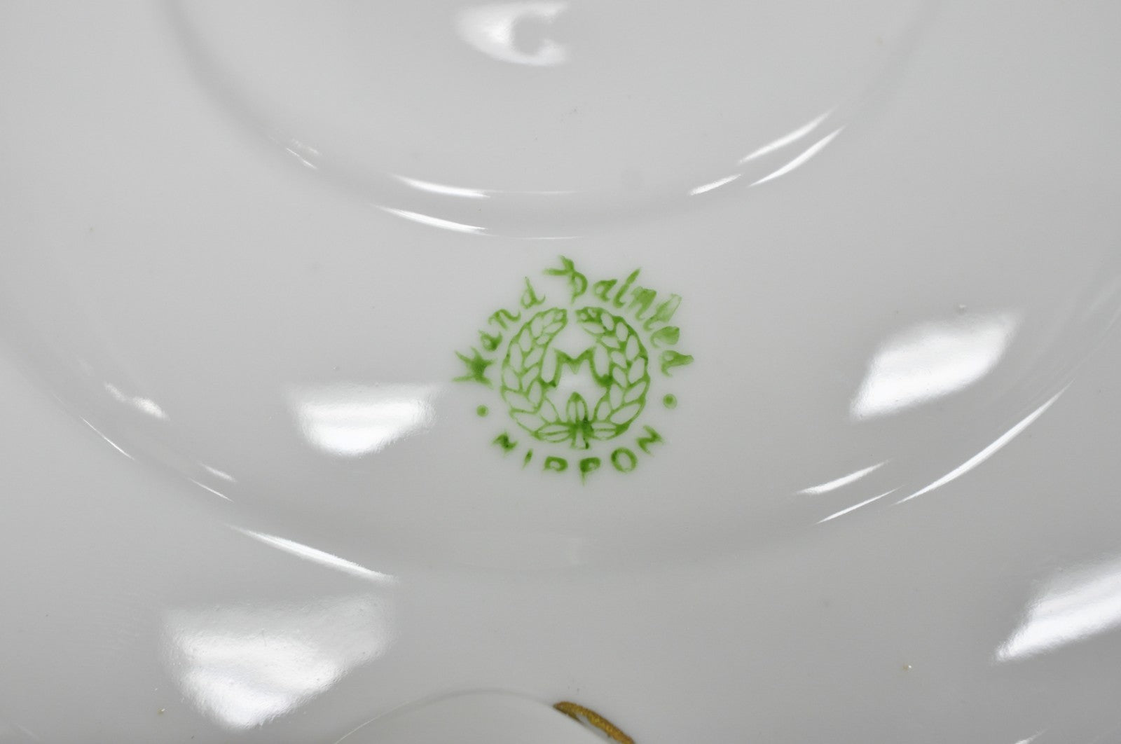 Nippon Hand Painted Porcelain Blue Centerpiece Compote Bowl w/ Cottage & Geese