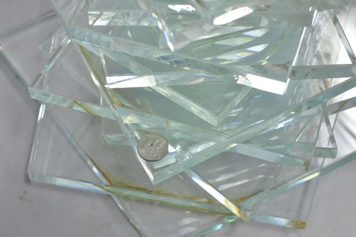 Vintage Mid Century Modern Stacked Glass Skyscraper Round Accent Side Table