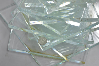 Vintage Mid Century Modern Stacked Glass Skyscraper Round Accent Side Table