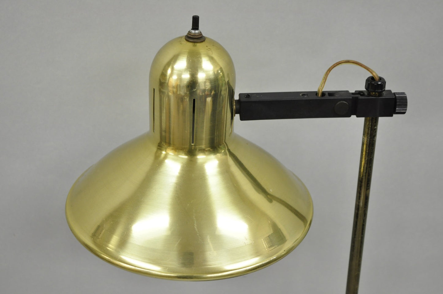 Vintage Mid Century Modern Adjustable Height Brass Cone Task Desk Lamp