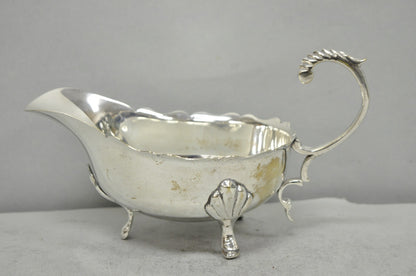 Vintage Victorian Style Silver Plated Footed Gravy Sauce Boat With Handle