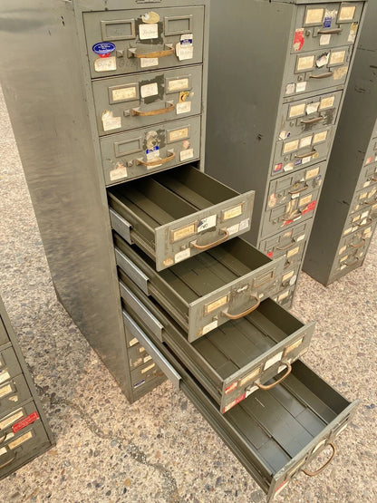Vintage Columbia Steel Equip Gray Metal 10 Drawer Industrial File Cabinet (A)