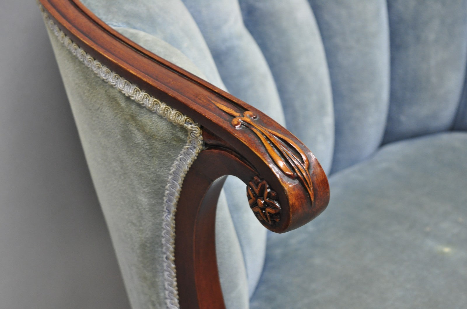 Vintage French Hollywood Regency Mahogany Saber Leg Parlor Lounge Chair - a Pair