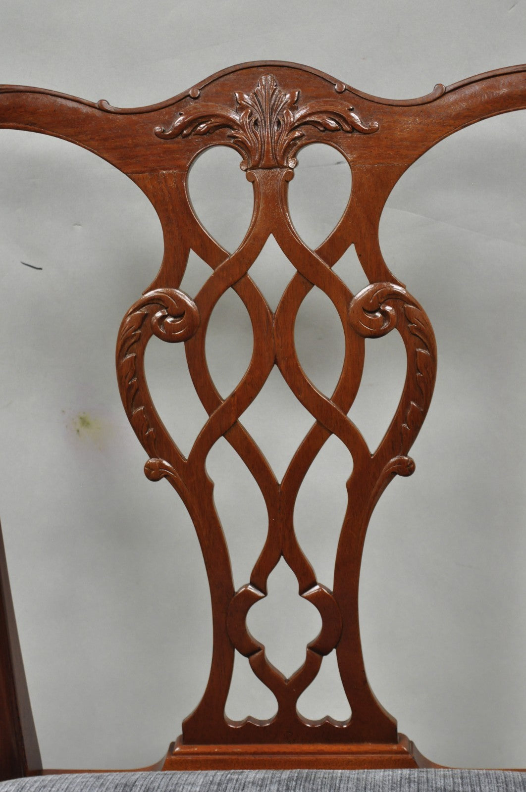 Antique Chippendale Style Mahogany Carved Fretwork Dining Chairs - Set of 10