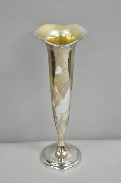 Vintage Federal Silver Co Art Nouveau Silver Plated 15" Fluted Trumpet Vase