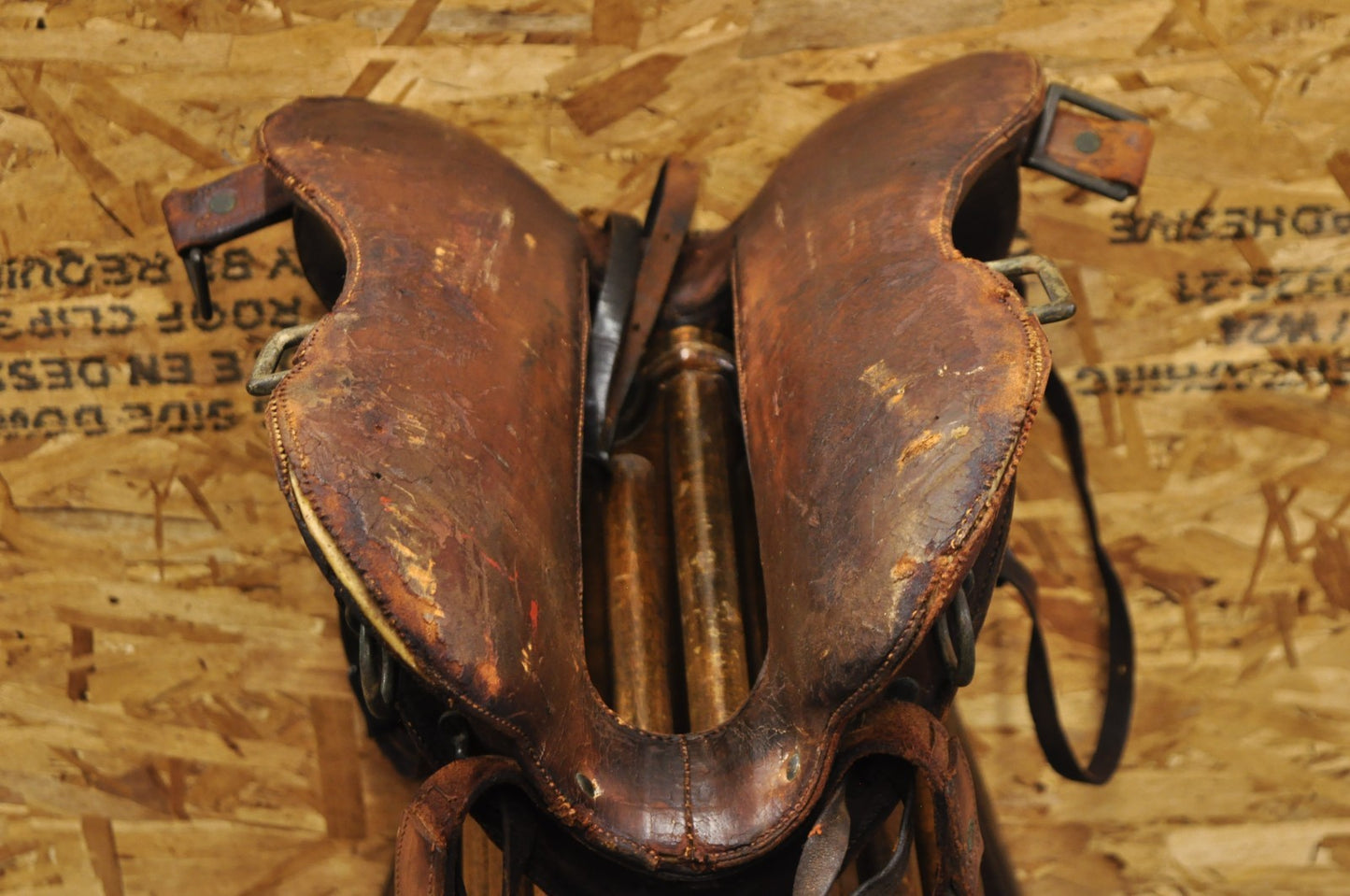 Antique McClellan Brown Leather 12 inch WWI Calvary Horse Saddle, Circa 1900