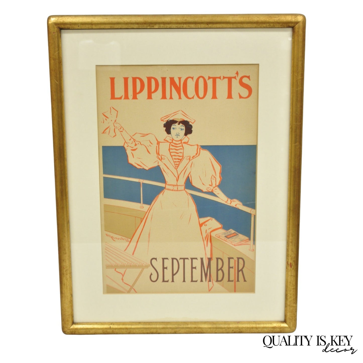Art Deco Will Carqueville Lippincott's "September" Framed Lithograph Print