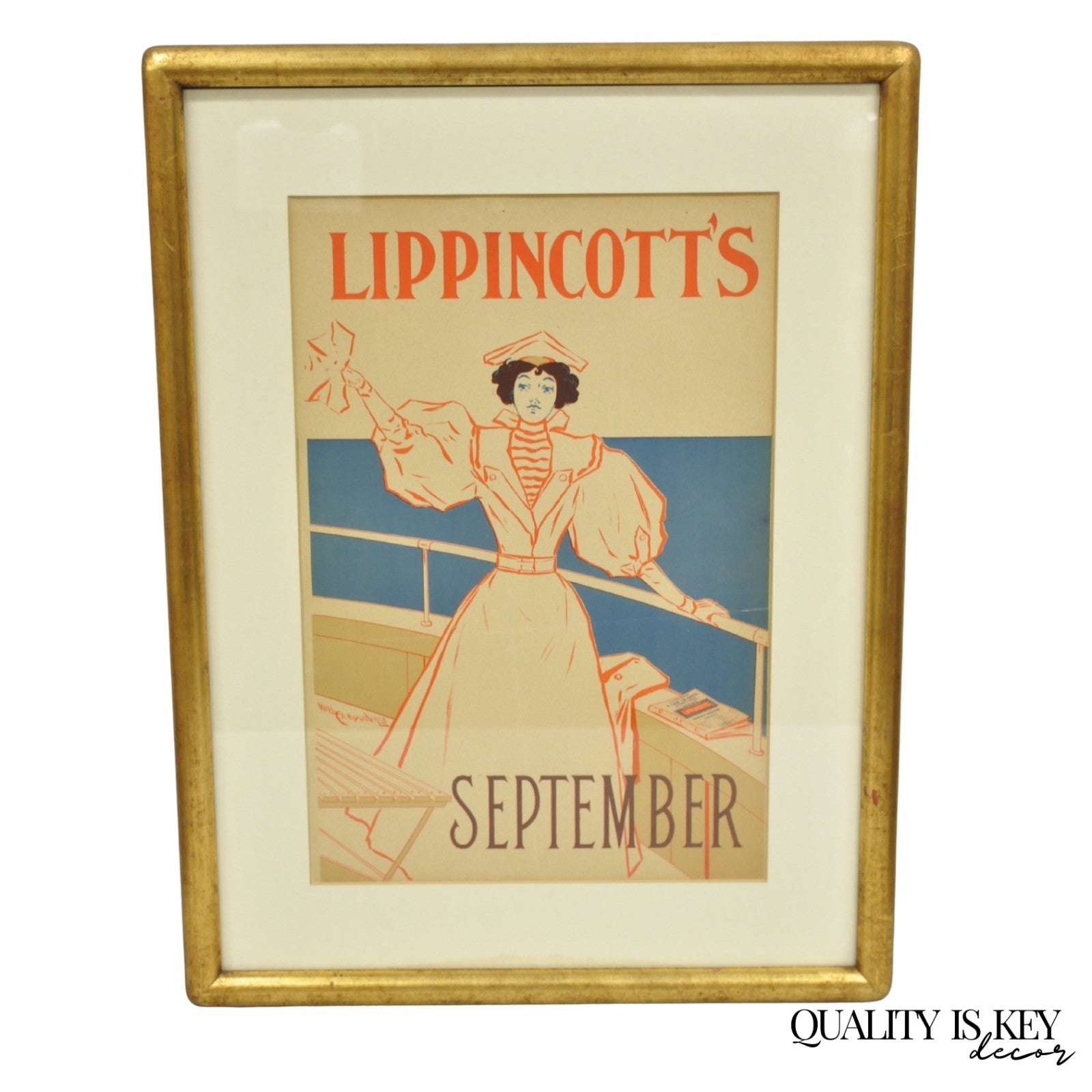 Art Deco Will Carqueville Lippincott's "September" Framed Lithograph Print