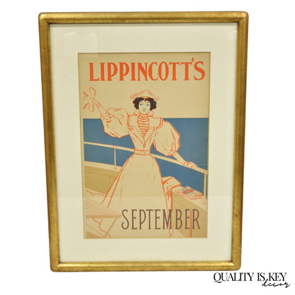 Art Deco Will Carqueville Lippincott's "September" Framed Lithograph Print