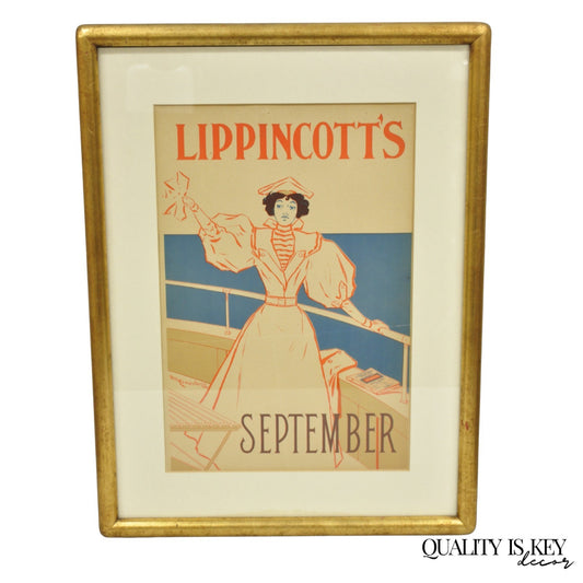 Art Deco Will Carqueville Lippincott's "September" Framed Lithograph Print