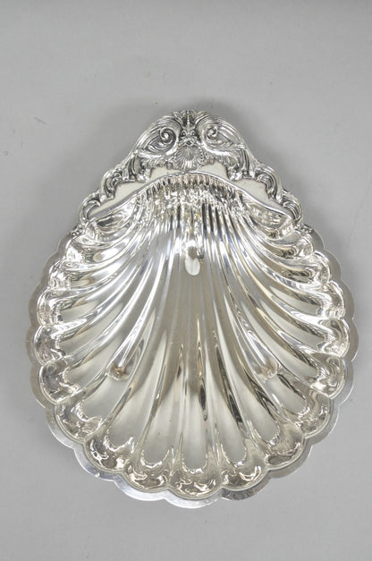 Vintage FB Rogers Silver Plated Large Clam Shell Serving Dish w / Dolphin