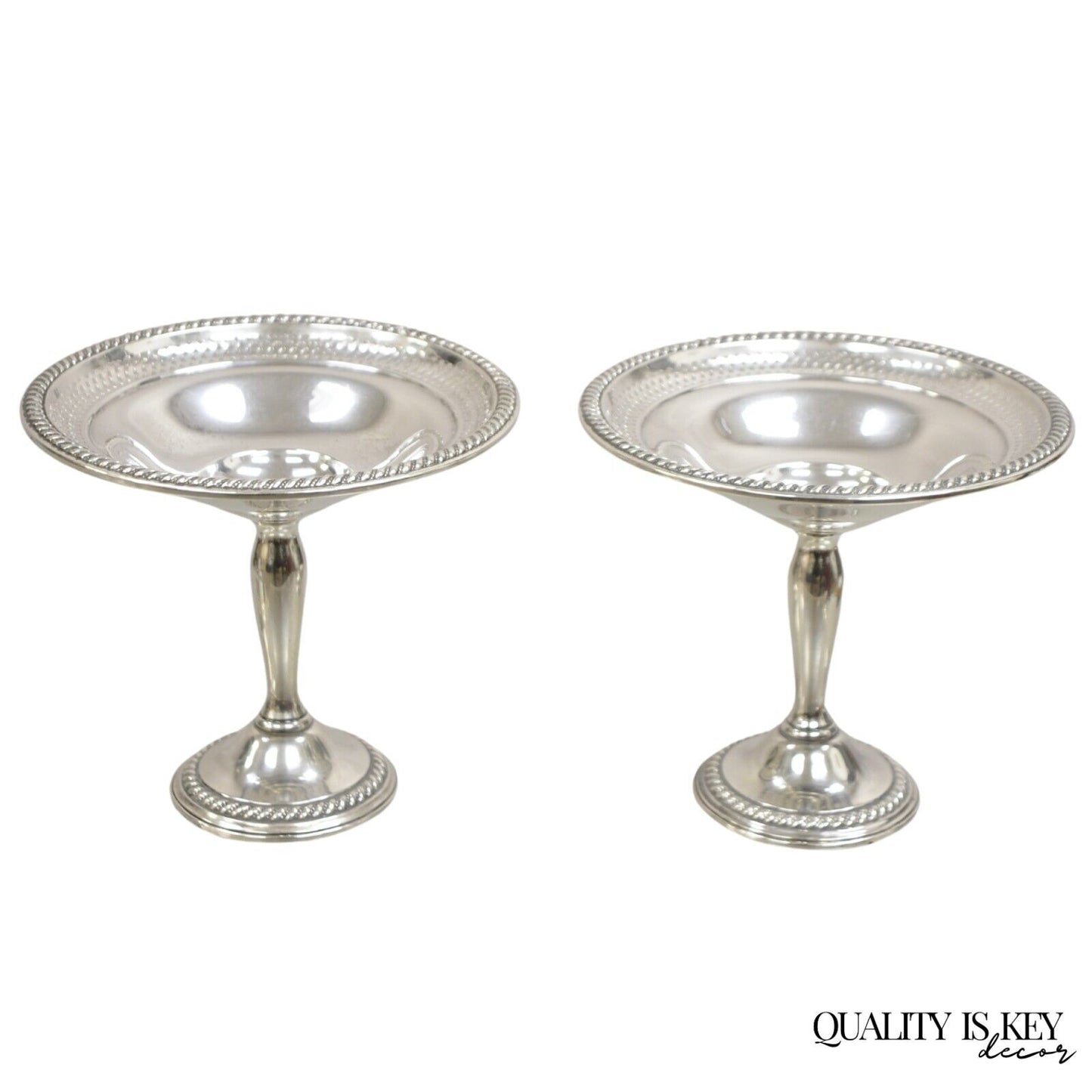 International Sterling Silver 925 Weighted Footed Compote Candy Dish Pair