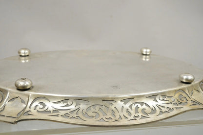 Antique D&H England Victorian Silver Plated Scalloped Serving Platter Bar Tray