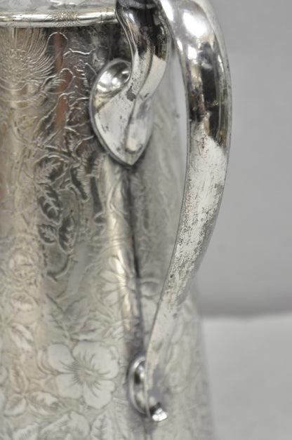 Antique Silver Plated Martini Shaker Pitcher "Tapestry" by Weidlich Brothers