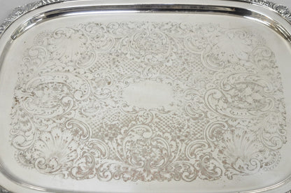 English Victorian Silver Plated Twin Handle Butlers Serving Platter Bar Tray