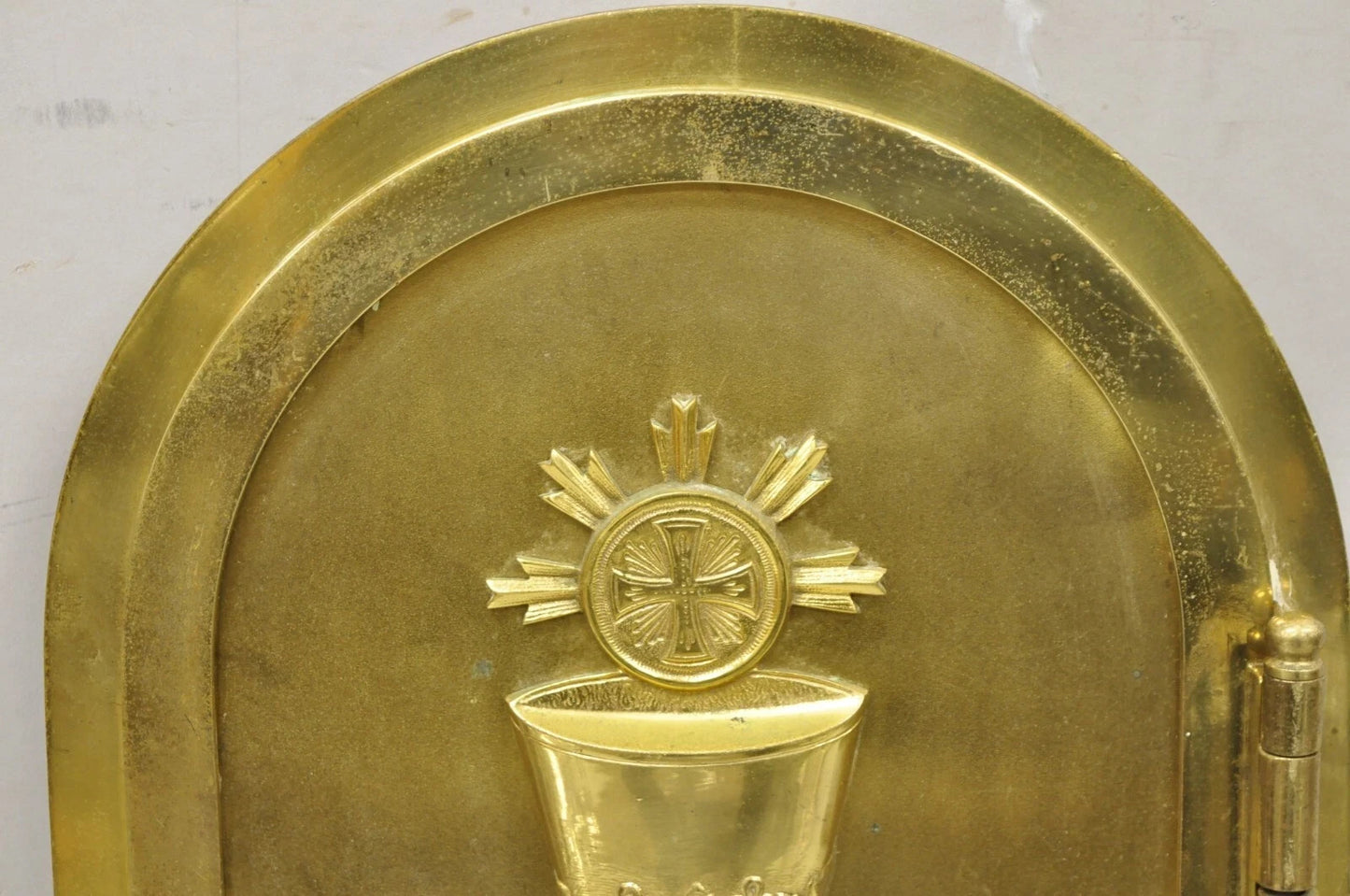 Antique Gothic Bronze Wall Hanging Altar Door Tabernacle with Chalice (A)