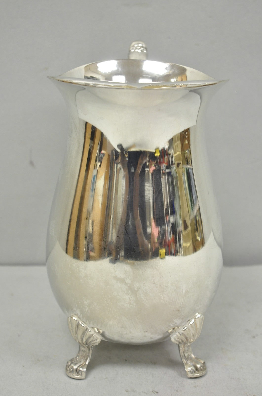 Vintage Victorian Style Silver Plated Bulbous Footed Lemonade Water Pitcher