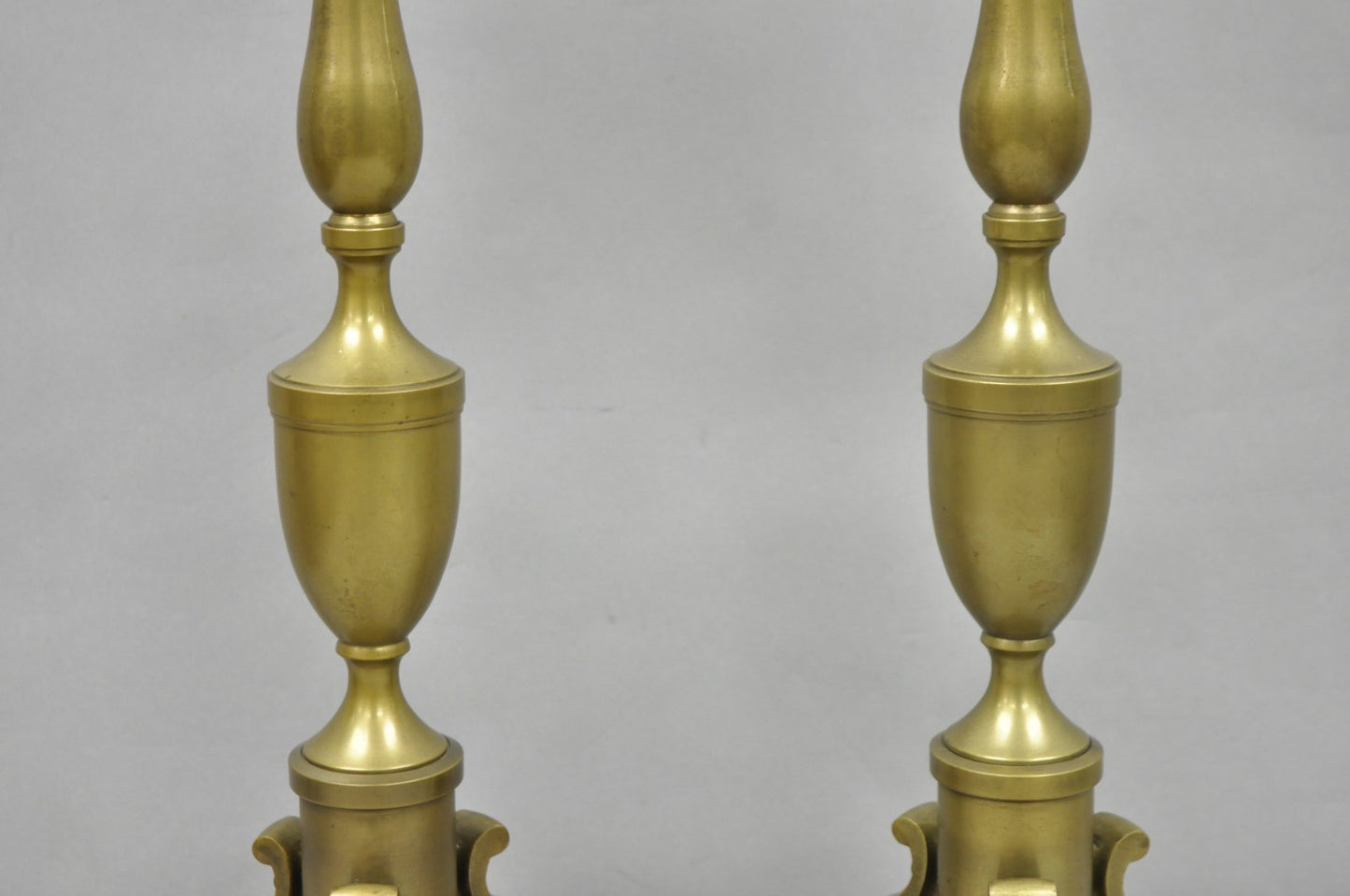 Vintage Federal Style Brass Candlestick Urn Form Table Lamps, Japan - a Pair