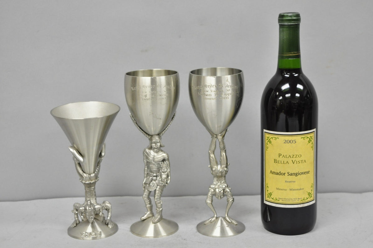 Vintage Royal Order of Jesters Figural Pewter Metal Mirth is King Award Goblet