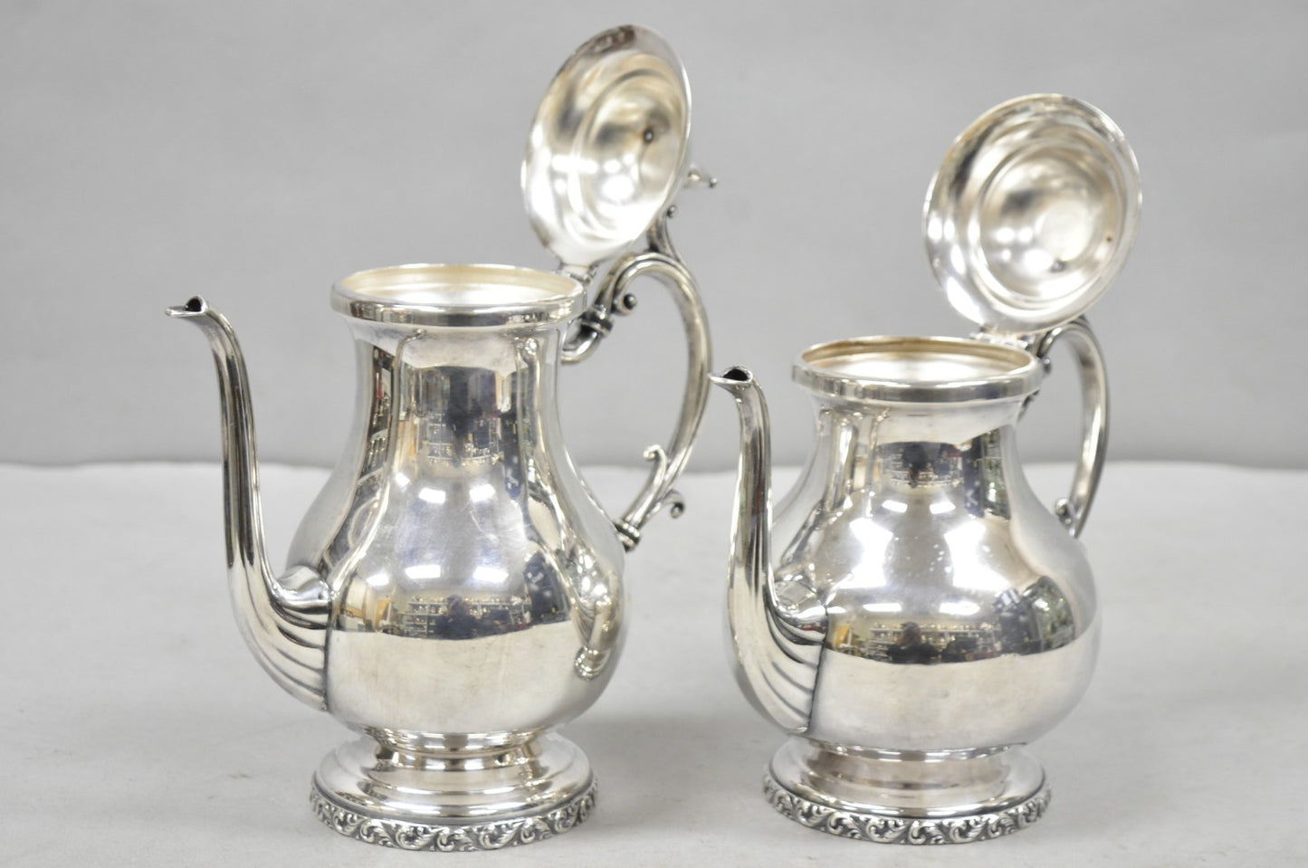 Vintage Victorian Silver Plated Coffee Pot & Tea Pot by National 3000 & 3001