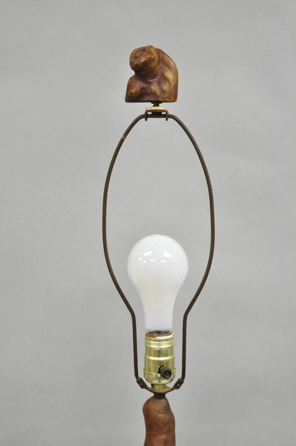 Vintage Mid Century Modern Sculpted Teak Root Wood Driftwood Organic Table Lamp