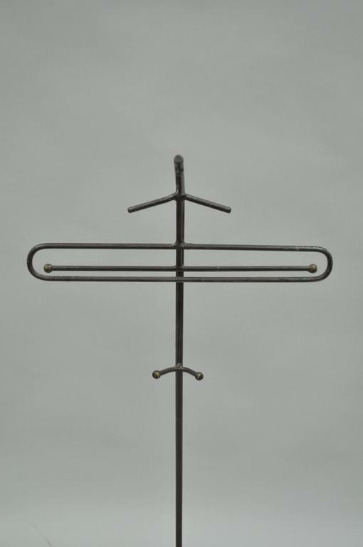 Vintage Modernist Jacques Adnet Style Wrought Iron Hairpin Clothing Valet