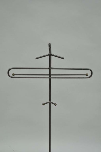 Vintage Modernist Jacques Adnet Style Wrought Iron Hairpin Clothing Valet