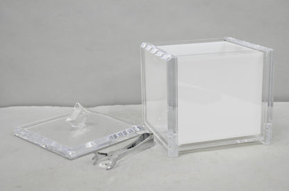 Vintage Mid Century Modern Clear Lucite Acrylic Diamond Handle Ice Bucket