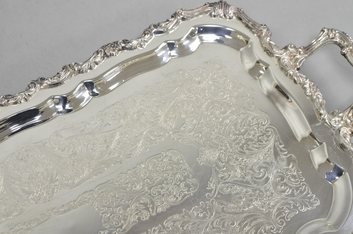 Vintage Sheridan Victorian Silver Plated Narrow Footed Serving Platter Bar Tray