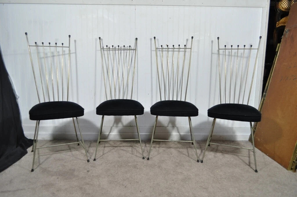 Vintage Mid Century Modern Arthur Umanoff Style Metal Dining Chairs - Set of 4