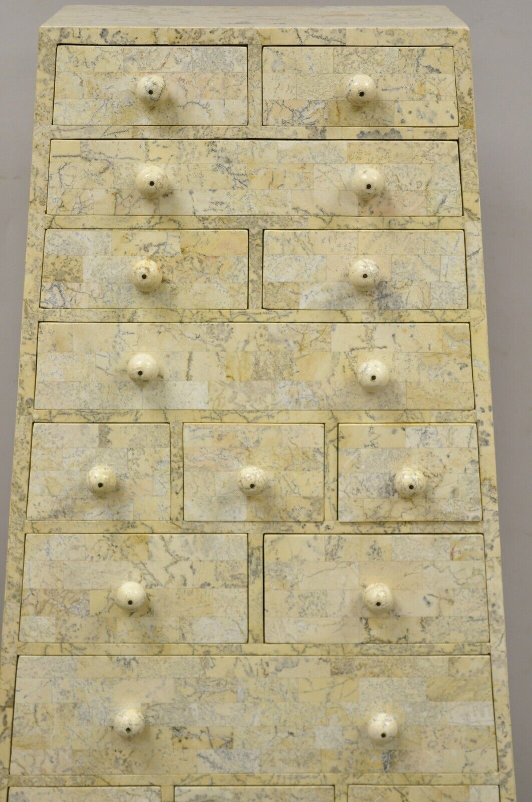 Maitland Smith Tessellated Marble Stone Modern Pyramid Chest of Drawers